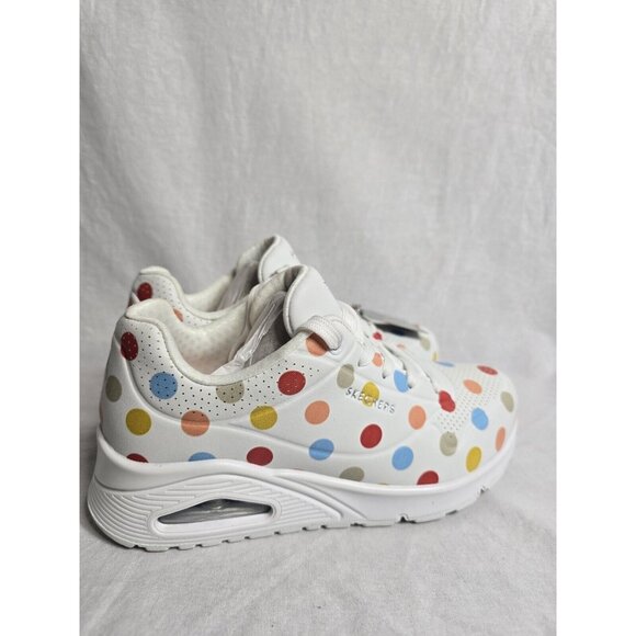 Womens SKECHERS STREET UNO-SPOTTED AIR White Multi Dot LEATHER Shoes 6 - Picture 5 of 16